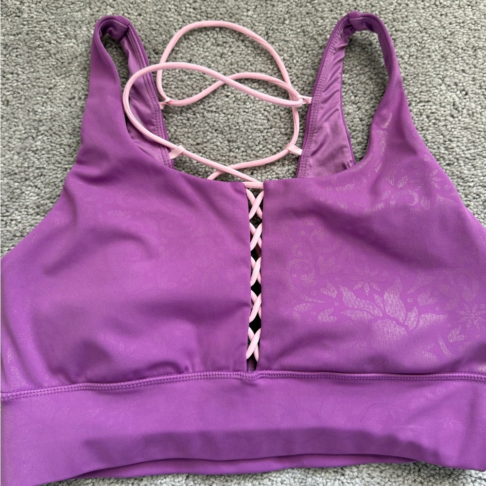 Crowned Athletics Lavender and Pink Crisscross Sports Bra